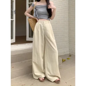 Quần đũi nữ ống rộng cạp cao tôn dáng