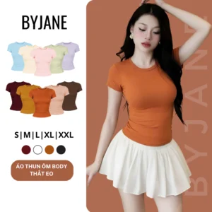 Alternative view of Áo Thun Nữ Thắt Eo Ôm Body BYJANE chất cotton trơn co dãn